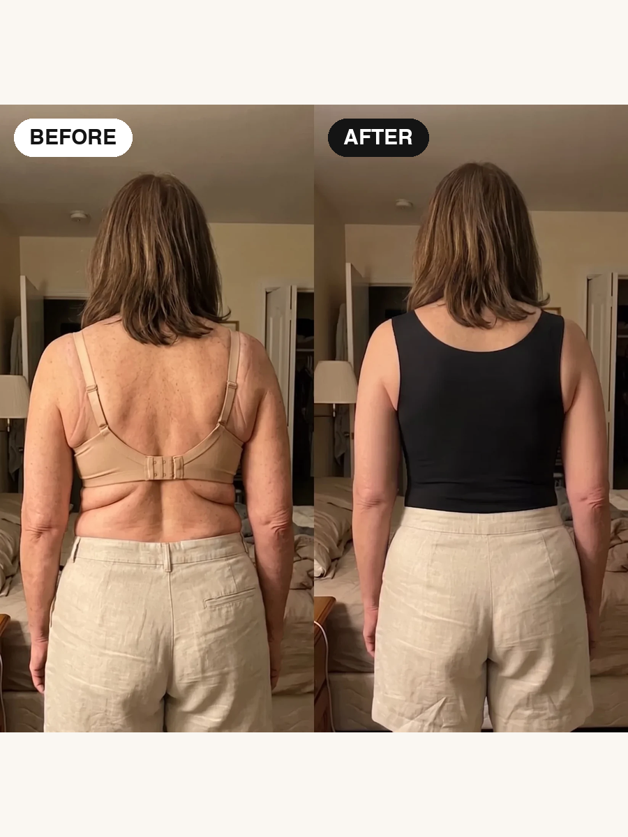 The same back in an everyday bra and in the SERENA tank