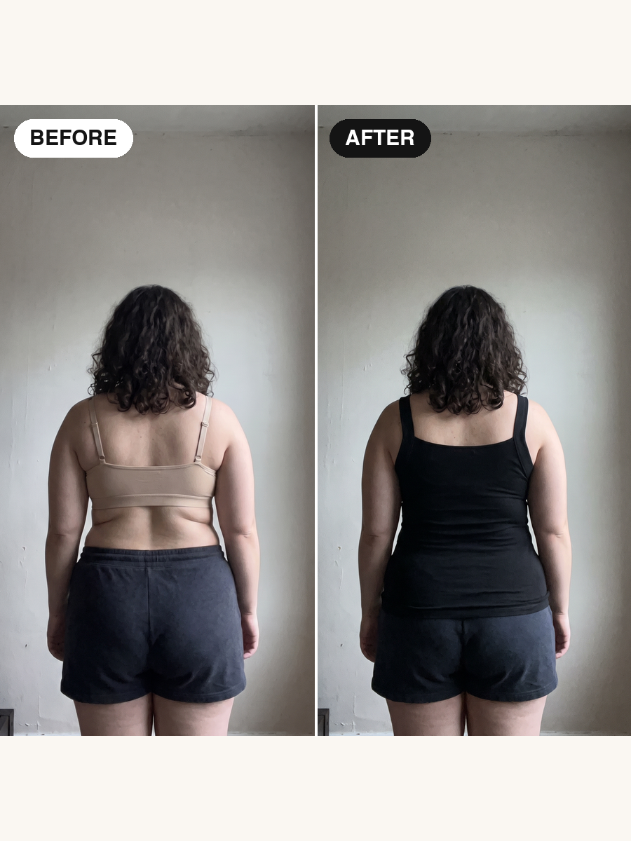 The same back in an everyday bra and in the SERENA tank
