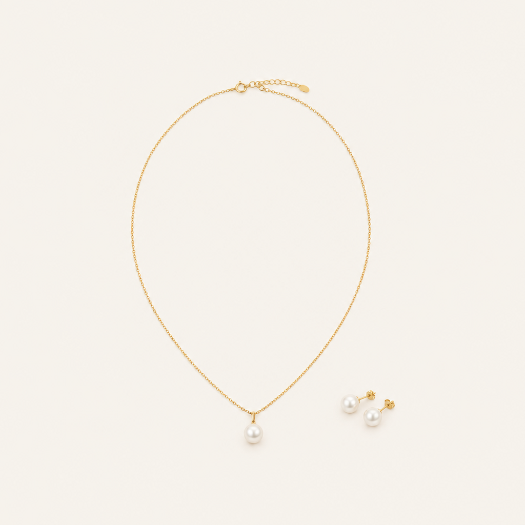 Pearl Necklace & Earrings Set